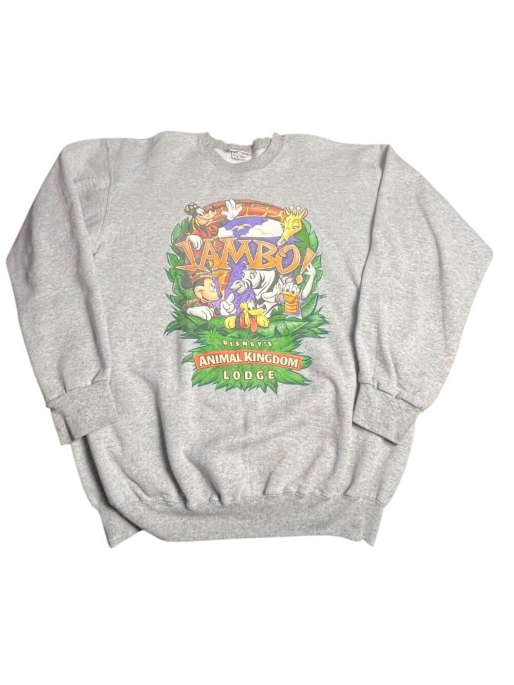 VTG Disney Animal Kingdom Lodge Gray Jambo Crewneck Sweatshirt unisex M USA Made